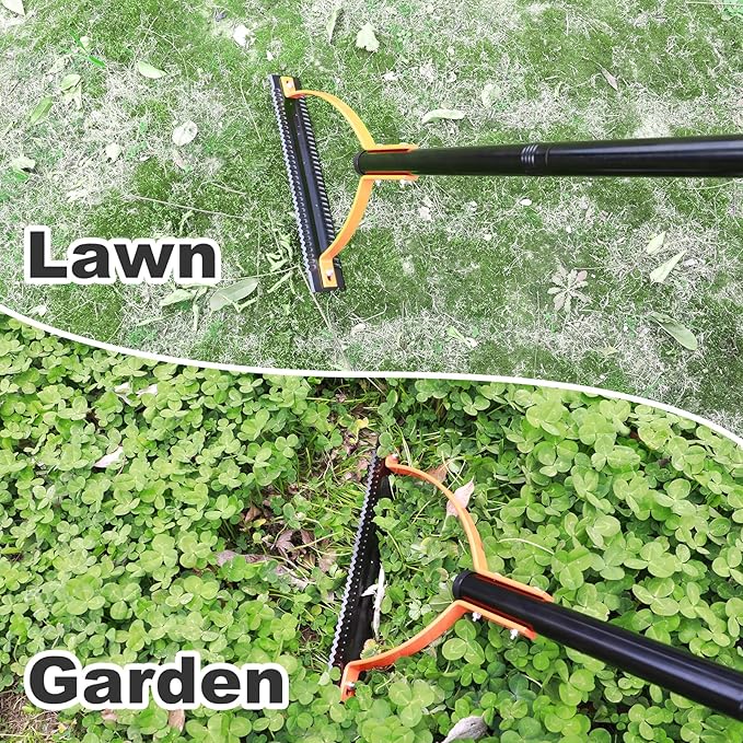 Weed Grass Cutter with Double-Edged Serrated Sharp Steel Blade,Manual Grass Whip,Manual Weeders,Weeder Tool for Yard Long Handle for Garden Lawns,52 Inch Long