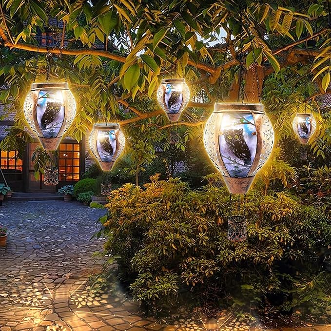 Solar Hot Air Balloon Lantern Warm White Light, Solar Hot Air Balloon Waterproof Lantern, Suitable for Garden Farmhouse Decoration (GardenGnome2pcs)