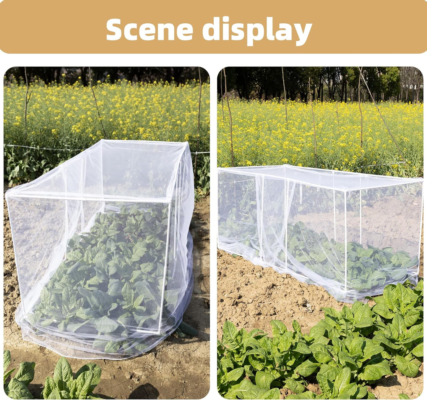 72 * 33 * 30 in Detachable Crop Cages for Garden, Plant Protection Tent with Garden Netting for Vegetables Fruits Flowers,Mesh Plant Covers for Outdoors White