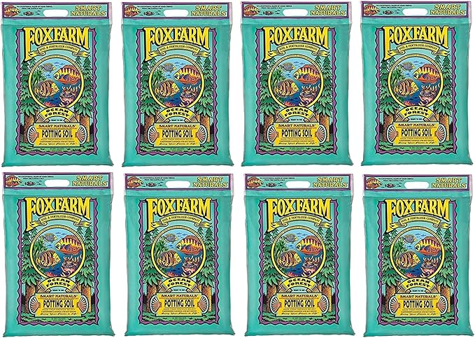 FoxFarm Ocean Forest Potting Soil, 12qt (Pack of 8) - Light, Aerated Texture, Designed for All Container Plants - pH Adjusted for Optimal Nutrient Uptake, Effectively Retains Moisture