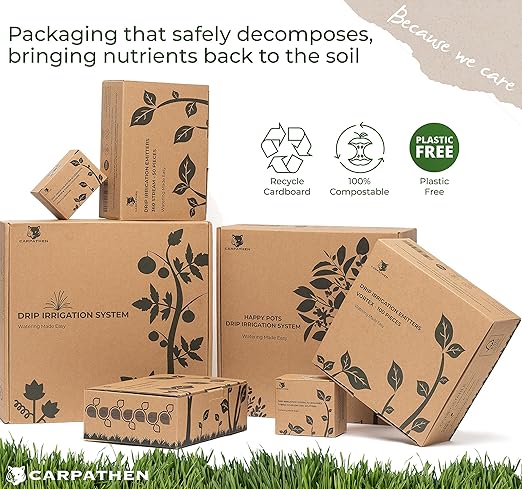 CARPATHEN Drip Irrigation Emitters Sprayer - 100 Black Drip Emitters for Irrigation Kit - ¼ Irrigation Tubing Compatible - 360 deg Adjustable Drippers for Drip Irrigation - Fit for Raised Garden Bed