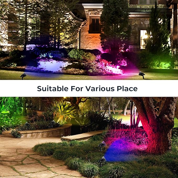 S SMIFUL Halloween Spot Lights Outdoor, RGB 5W 120V Waterproof Outdoor Spot Lights Remote Control Landscape Lighting Yard Uplights for Lawn, Yard, Trees, Garden, 6 FT Cord, US Plug, 2 Packs