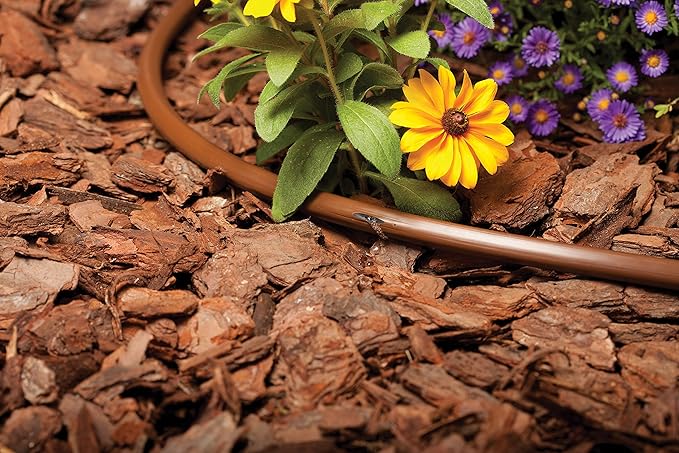 Rain Bird ET63-100S Drip Irrigation Pressure Compensating 1/2" (0.634" OD) Emitter Tubing, 18" Emitter Spacing, 100' Roll, Brown