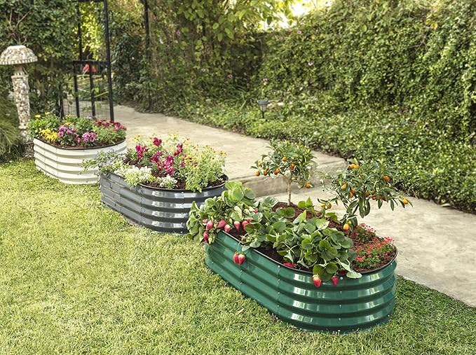 Galvanized Raised Garden Beds Outdoor // 4×2×1 ft (2-Pack) Planter Raised Beds for Gardening, Vegetables, Flowers // Large Metal Garden Box (Gray) // Patented Tool-Free Design