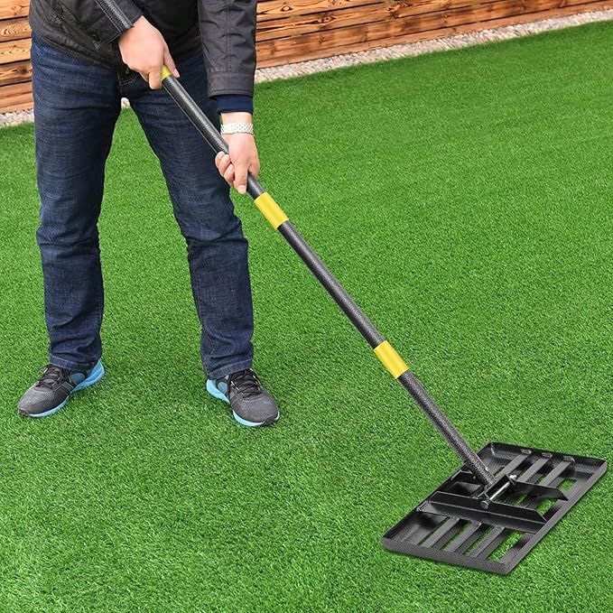 Lawn Leveling Rake,17"x10" Lawn Leveler Tool for Lawns with 6FT Ergonomic Handle,Heavy Duty Leveling Rakes for Lawns,Yard Garden Golf Course, Ease Level Soil Sand Dirt Surfaces…