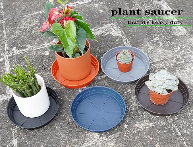Plant Saucer 14 Inch 2 Pack 6 8 10 12 14 16 18 20 25, Plastic Plant Trays for Pots,Extra-Deep Plant Water Dray Tray, Bird Bath Bowl, Heavy Flower Plant Saucers Indoors and Outdoor No Holes