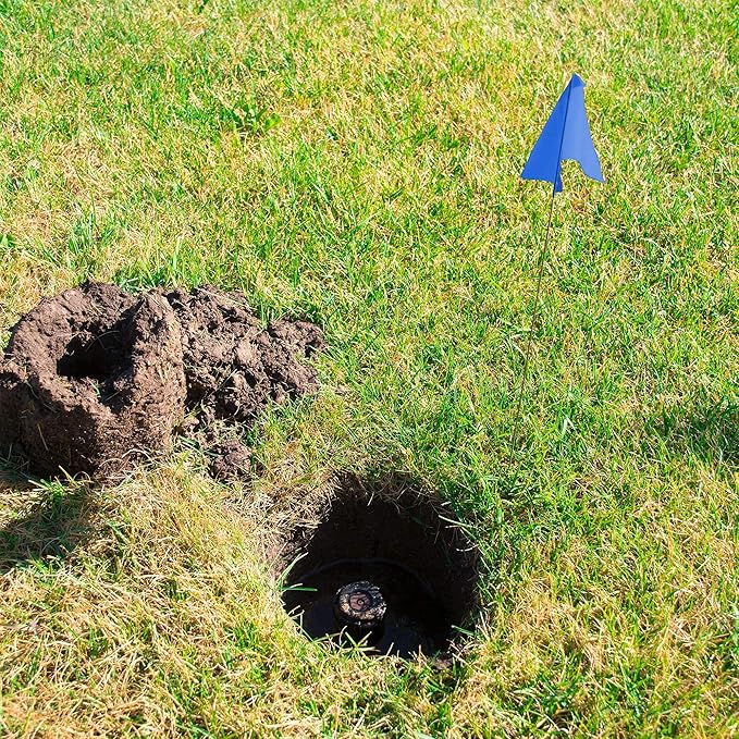 Blue Marking Flags 100 Pack - 4x5x15 Inch Blue Yard Flags - Markers For Lawn, Irrigation, Landscaping, Survey & Sprinkler Head Marking