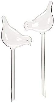 Mkono Plant Waterer Bulbs Self Watering Globes Automatic Watering Stakes Bird Shape Design Hand Blown Clear Glass Plant Water Drippers Irrigation Devices for Indoor and Outdoor Plants, Set of 6