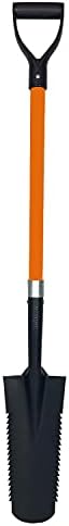 Ashman Drain Spade Teeth Shovel (1 Pack) - 48 Inches Long Handle Spade with D Handle Grip - Durable Handle with a Thick Metal Blade - Multipurpose Premium Quality Orange Shovel.