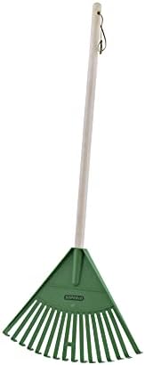 Superio Kids Rake with Hardwood Handle, Gardening and Lawn Care Tools for Kids, Sweep Leaves and Tidying Up The Garden, Plastic Tines and Heavy Duty Wooden Handle 34"