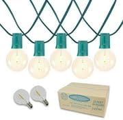 Novelty Lights 25 Feet G40 LED Patio String Lights with 25 Bulbs, Warm White, Weather Resistant and Shatterproof Replaceable Plastic Globe Bulbs, Green Wire