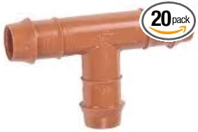 20-Pack USA Made - Drip Irrigation Brown Barbed Tee Fittings - Fits 1/2”, 17mm .600” ID Drip Tubing (Tee 20 Pack)