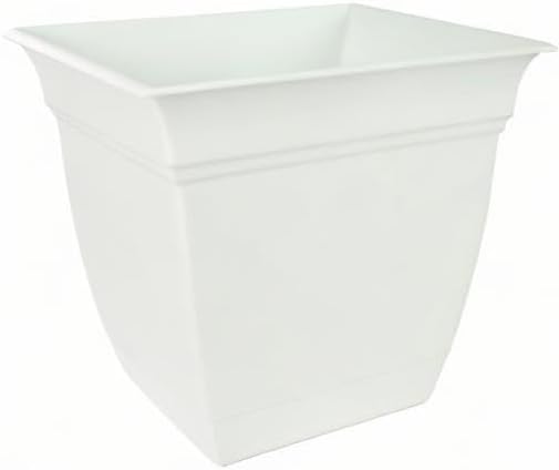 The HC Companies 8 Inch Eclipse Square Planter with Saucer – Indoor Outdoor Plant Pot for Flowers Vegetables Herbs, White