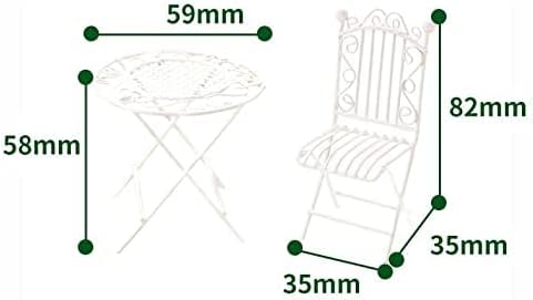 Dollhouse Miniature Bistro Table & Chairs Set Accessories Metal 1:12 Scale Miniatures White Coffee/Tea Furniture Fairy Garden Cute Rustic Elegant Decorations Ornaments (C)