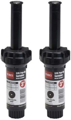 Toro 53818 3-Inch Pop-Up Fixed-Spray with Adjustable Nozzle Sprinkler, 0-360-Degree, 15-Feet,Blacks (Pack of 2)
