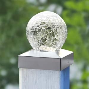 4x4 Solar Post Cap Lights Deck Fence Outdoor Railing Lights Decorative Solar Powered Gazing Ball Caps LED Lamp for Garden, Patio, Pathway
