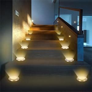 Solar Garden Lights Outdoor, 8 Packs Bright Solar Powered Ground Light with Updated 12 LEDs, Waterproof Disk Warm Flat Lights for Garden Patio Yard Deck Lawn Walkway Landscape Decor