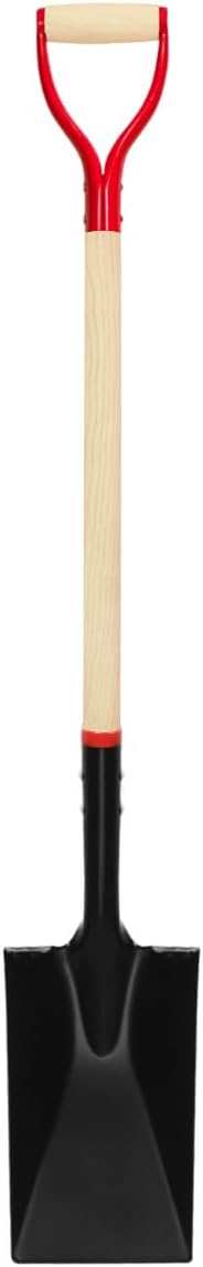 Spade Shovel for Digging, Heavy Duty Spade Shovel with Wooden D-Handle, Square Flat Shovel for Gardening and Edging, 45 Inches