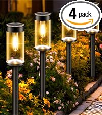 nipify LED Solar Pathway Lights Outdoor, 4 Packs Waterproof Solar Powered Walkway Light, Auto On/Off Solar Yard Lighting for Garden Lawn Path Outside Sidewalk(Warm White)