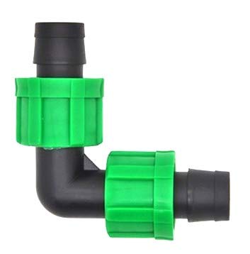 (100-Pack) Drip Irrigation Tubing Elbow - 1/2" Universal Perma Connector Barbed Locking Fitting - Fits All Brands 16-17mm Drip Tape & Tubing (100, Elbow)