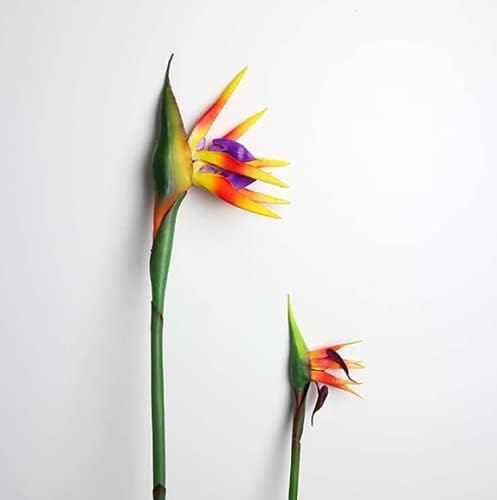 Large Bird of Paradise 32 Inch Permanent Flower,Flower stem 0.3 Inch,Flower Part is Made of Soft Rubber PU,Artificial Flower Plants Flower Arrangement for Home Office 2 Pcs(Yellow)