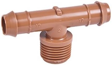 USA MADE 25-Pack - 1/2" Drip Tubing Barb Adapter TEE Threaded Fitting MNPT (1/2" Tee x 17mm .600 ID Insert Connector)