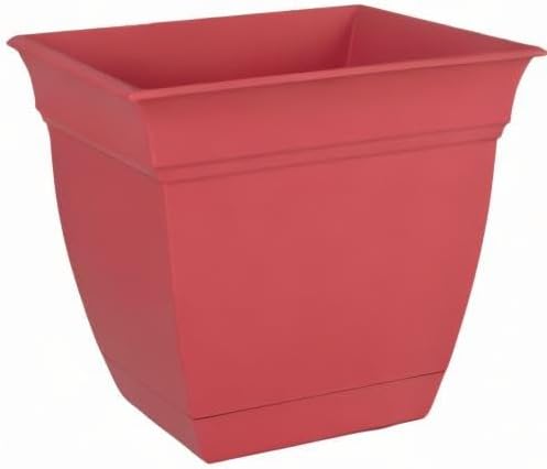 The HC Companies 10 Inch Eclipse Square Planter with Saucer – Indoor Outdoor Plant Pot for Flowers Vegetables Herbs, Rose