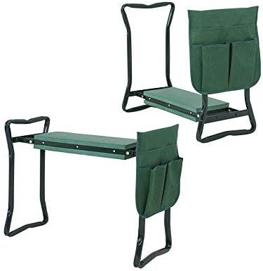 WFLNHB Garden Kneeler and Seat Stool Garden Bench Foldable Kneeler Stool Portable Garden Folding Stool with Tool Pouch and Soft Kneeling Pad