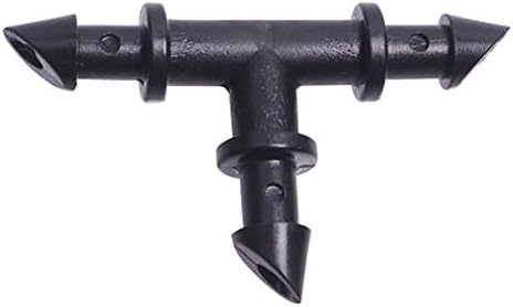 One Stop Outdoor 100 Pack Barbed 1/4in Drip Tee Fitting, UV Resistant Hard Plastic, 3-Way Connector, Fits 0.140/0.170 ID Tubing