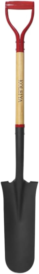 Drain SpadeShovel, Garden Spade Shovels for Digging Heavy Duty, Trenching,Planting,Transplanting,Metal Y-Grip,Wooden Handle,45Inch