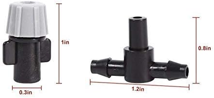Plastic Mist Misting Nozzle Sprinkler Tee Joints for Misting Watering Plant Flower Cooling System Home Garden Irrigation, 20pcs