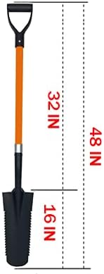Ashman Drain Spade Teeth Shovel (1 Pack) - 48 Inches Long Handle Spade with D Handle Grip - Durable Handle with a Thick Metal Blade - Multipurpose Premium Quality Orange Shovel.