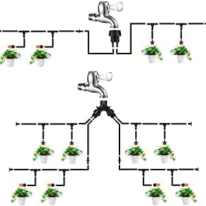 5 Pack Drip Irrigation Hose Connectors,1/4 Inch Drip Irrigation Tubing x 3/4 FHT Swivel Garden Faucet Dual Adapter, Convert 3/4" Garden Hose to 1/4" Drip Irrigation Parts