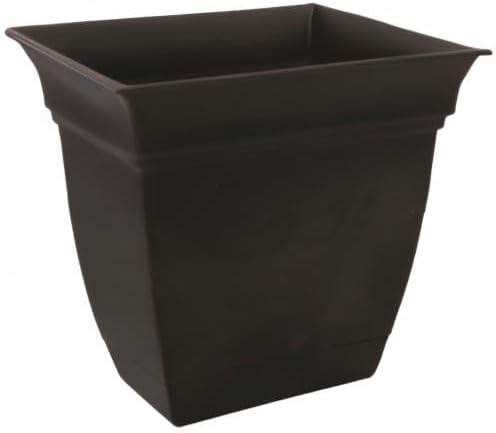The HC Companies 12 Inch Eclipse Square Planter with Saucer - Indoor Outdoor Plant Pot for Flowers, Vegetables, and Herbs, Black