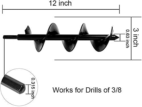 ERYTLLY Bulb Planter, Auger Spiral, Garden Planter Tool 7.6cm x 61cm,Rapid Umbrella Hole Digger for Planting Bulb Seedlings Bedding Tulips, and Digging Weeds Roots