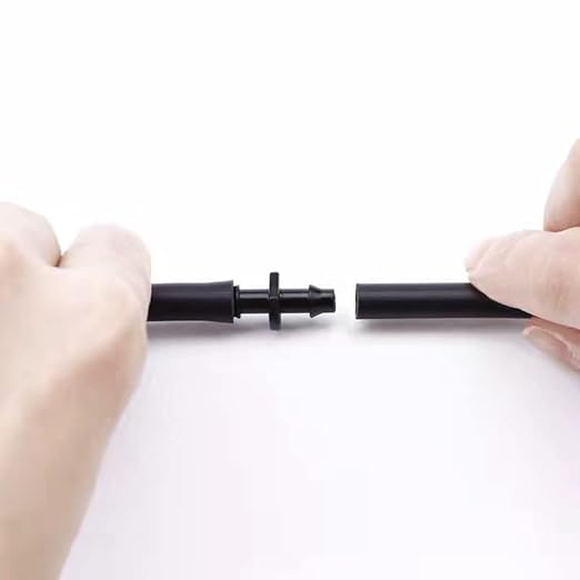 Universal 1/4" Barbed Coupling Fittings 100 -Pack, Fit of 1/4" Drip Tubing, Drip Irrigation Accessories Barbed Couplers,Black