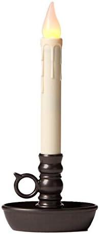 Set of 4 AA Battery Operated Window LED Candle Lamps, Auto Timer, Long Lasting Yellow Flame Bulbs Never Need Replacing, Plastic Construction, Home Accents Holiday Lights, Bronze Base, 9 1/2 H