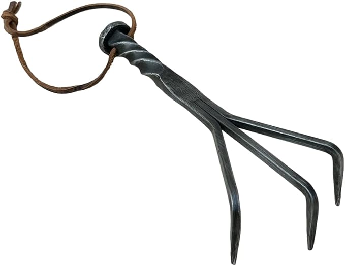 Hand Forged Twisted Metal Garden Tools Set of 2 Pcs Wrought Iron Handmade Garden Transplant Trowel and Rack Tools for Garden Cultivator Black Antique Finish Heavy Duty Garden Tools by Living IDEA