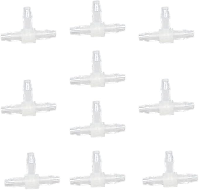 Unifizz T - Piece Hose Equal Paths Tube Accessories,8mm Equal Paths Plastic Hose Tube Connector For Cooling Watering Irrigation, Transparent, 10Pcs