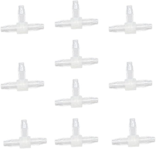 Unifizz T - Piece Hose Equal Paths Tube Accessories,8mm Equal Paths Plastic Hose Tube Connector For Cooling Watering Irrigation, Transparent, 10Pcs