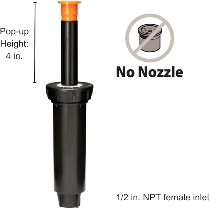 Rain Bird 1804LN Professional Pop-Up Sprinkler, Body Only No Nozzle, 4" Pop-up Height