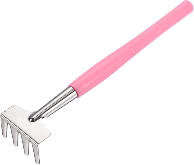 MECCANIXITY Gardening Tools 3 Pack Iron Spade Rake Transplanting Plants Care Digging Kits, Pink