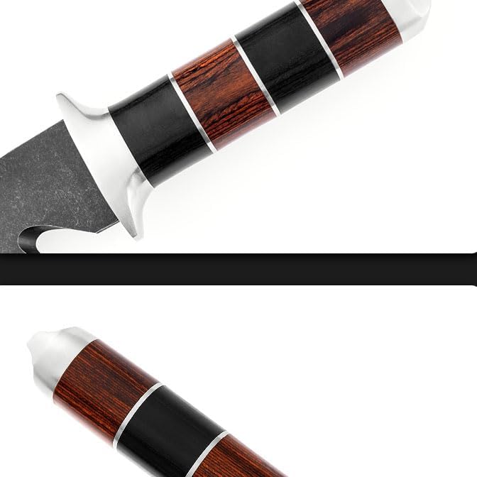 MINAMINO Outdoor Multipurpose Knife Fixed Blade for Camping Gardening Weeding Digging with Thick Leather Sheath and Sharpening Rod