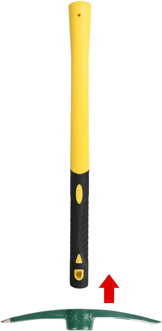 2PCS 18 Inches Steel Forged Pickaxe, Sturdy Durable Mattock Hoe, Weeding Pick Axe with Lightweight Plastic Coated Fiberglass Handle Suitable for Digging, Weeding, Gardening, Camping