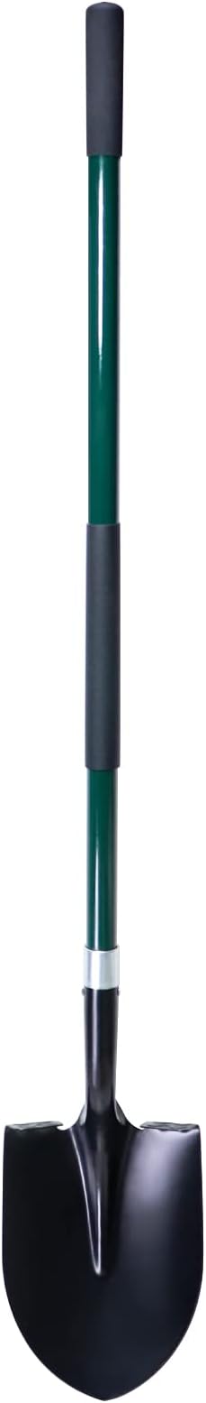 Shovel for Digging, 56 Inches Heavy Duty Shovel for Gardening, Round Shovel for Digging with Fiberglass Handle (Green)