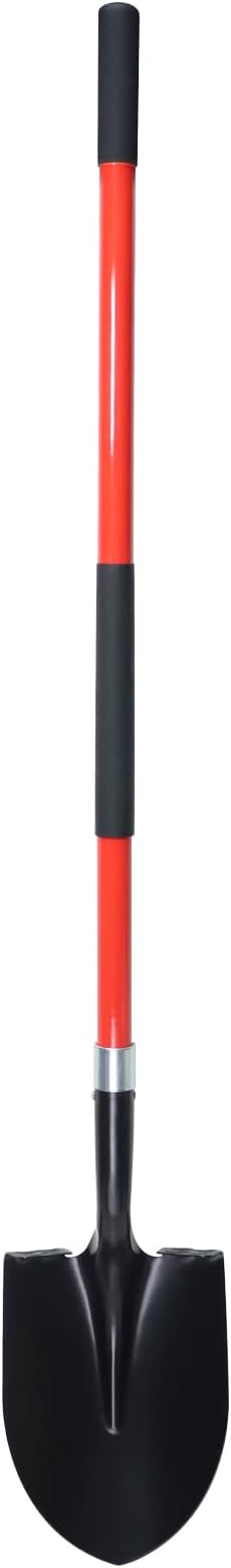 Shovel for Digging, 56 Inches Heavy Duty Shovel for Gardening, Round Shovel for Digging with Fiberglass Handle (Red)