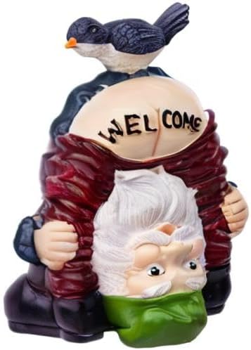 Garden Gnomes Outdoor Funny Welcome Gnomes Outdoor Statue Garden Gnome Figurine for Lawn Patio Yard Decoration Christmas Garden Gifts
