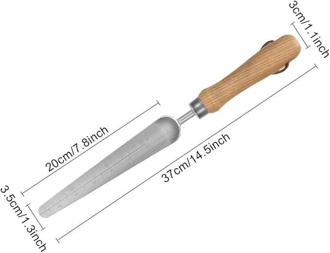Seeding Widger, Stainless Steel Garden Planting Trowel with Scale, Long Narrow Hand Shovel for Planting Weeding Digging Fertilizer