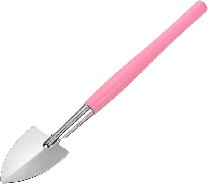 MECCANIXITY Gardening Tools 3 Pack Iron Spade Rake Transplanting Plants Care Digging Kits, Pink