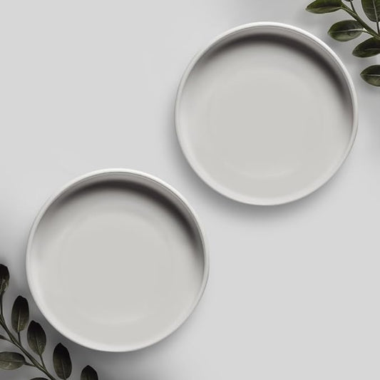Willowy Matte White Ceramic Pot Saucer - Drainage Tray for 4,5,6 Inch Planters - Two Pack